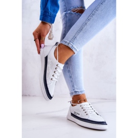 Deportivas Mujer Piel Blanco y Azul Marino Cloesa 3