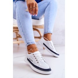 Deportivas Mujer Piel Blanco y Azul Marino Cloesa 5