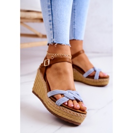 FB2 Sandalias De Moda En Una Cuña Azul Roseville 1