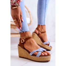 FB2 Sandalias De Moda En Una Cuña Azul Roseville 3