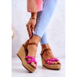 FB2 Sandalias De Cuña De Moda Fucsia Roseville rosado 2