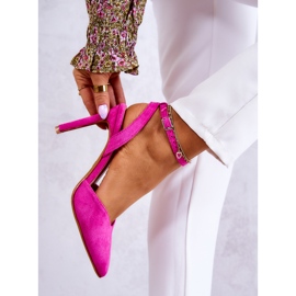 FB2 Tacones Ante Hebilla Fucsia Kharen rosado 7