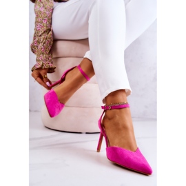 FB2 Tacones Ante Hebilla Fucsia Kharen rosado 9