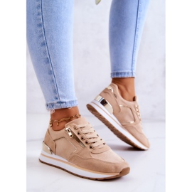 FB2 Zapatos deportivos de gamuza en una plataforma ribereña beige oscuro 1