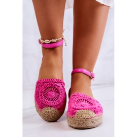 FE1 Alpargatas De Mujer Sobre Plataforma Trenzada Calise Fucsia rosado 6