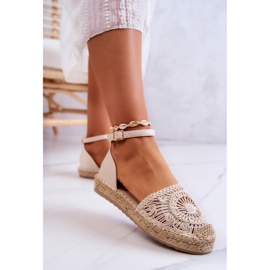 FE1 Alpargatas De Mujer Sobre Plataforma Trenzada Beige Calise 4