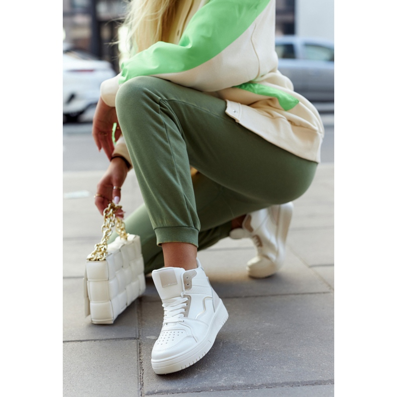 FG2 Deportivas Altas de Mujer Blancas y Beige Megithoe blanco 2