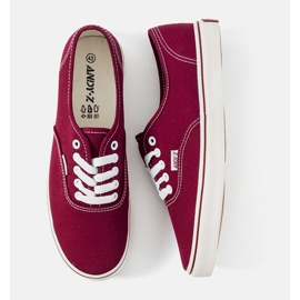 Deportivas hombre lino granate rojo 2