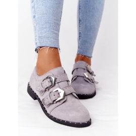 Zapatos Brogue De Mujer Con Hebillas Lu Boo Grey gris 2 Zapatos Brogue De Mujer Con Hebillas Lu Boo Grey gris 2