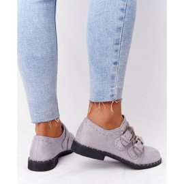 Zapatos Brogue De Mujer Con Hebillas Lu Boo Grey gris 1 Zapatos Brogue De Mujer Con Hebillas Lu Boo Grey gris 1