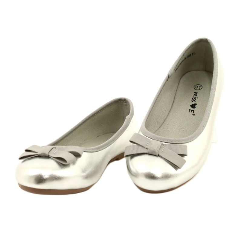 Miss Ballerinas metálicas para niñas con arco plateado plata 5 Miss Ballerinas metálicas para niñas con arco plateado plata 5