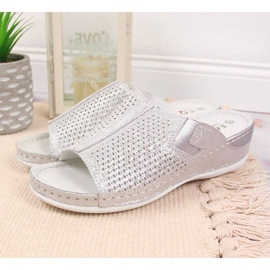 Babuchas de piel con cuña S. Barski W OLI163A plata 5