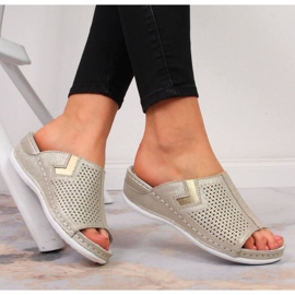 Zapatillas cuña piel S. Barski W OLI163B dorado 2