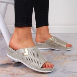 Zapatillas cuña piel S. Barski W OLI163B dorado 3