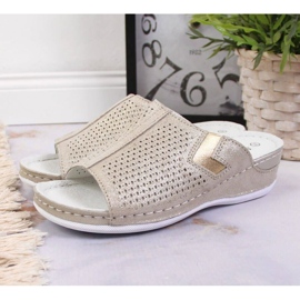Zapatillas cuña piel S. Barski W OLI163B dorado 5