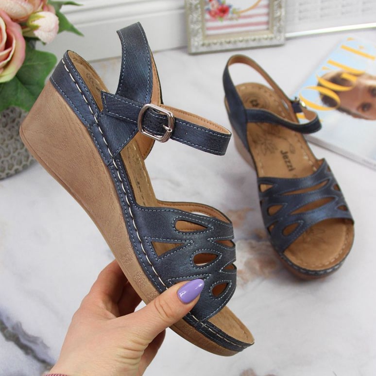 Sandalias cuña Jezzi W EVE350B azul marino 1