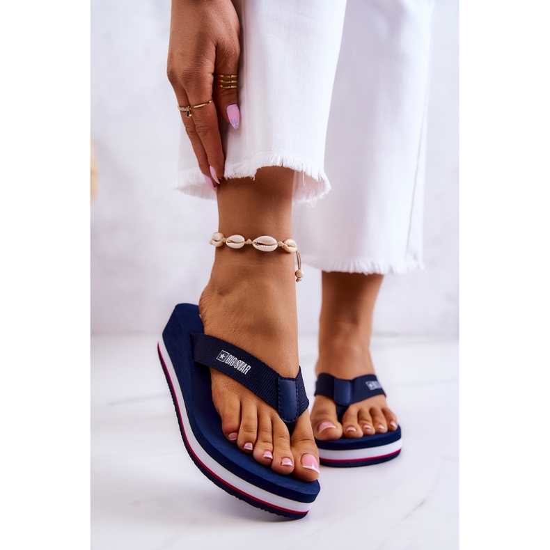 Chanclas de mujer con cuña Big Star JJ274A331 Azul marino 1