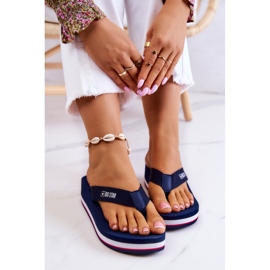 Chanclas de mujer con cuña Big Star JJ274A331 Azul marino 4