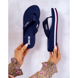 Chanclas de mujer con cuña Big Star JJ274A331 Azul marino 5