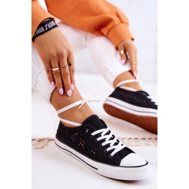 Deportivas de mujer de tejido Black Venture con calados negro 7
