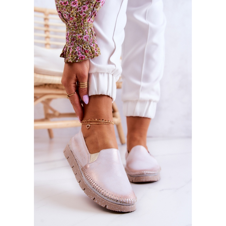 Zapatos sin cordones de cuero para mujer Maciejka 03512-28 Rosa claro rosado 1