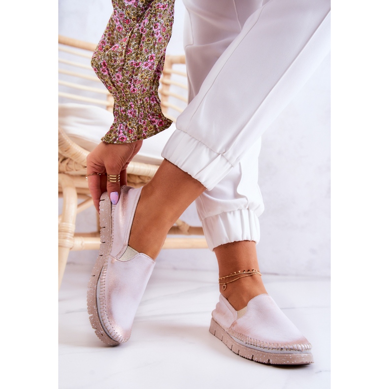 Zapatos sin cordones de cuero para mujer Maciejka 03512-28 Rosa claro 2