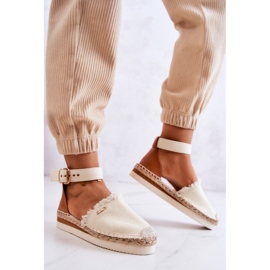 Alpargatas Mujer Con Hebilla Big Star JJ274886 Beige Claro 2