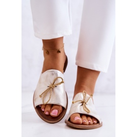 Babucha Mujer en Piel Nicole 2659/004 Blanco y Dorado 3