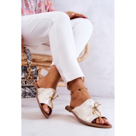 Babucha Mujer en Piel Nicole 2659/004 Blanco y Dorado 5