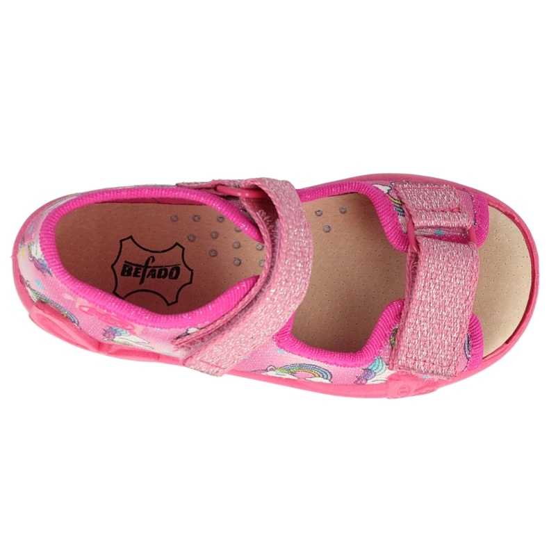 Pantuflas infantiles befado con aplicación de piel 342P043 rosa rosado 3