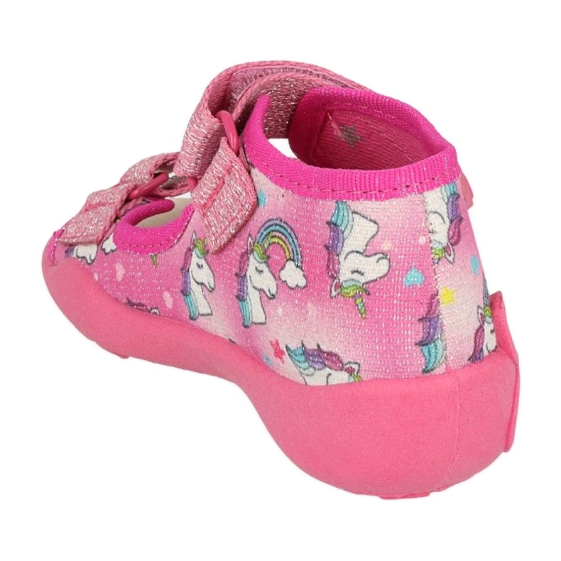 Pantuflas infantiles befado con aplicación de piel 342P043 rosa rosado 1