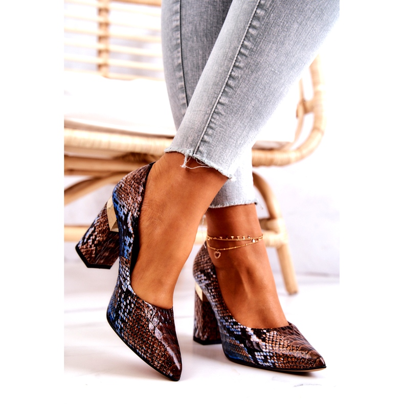 Lewski Shoes Salón Piel Lewski Snake 3117 Marrón-Azul 2