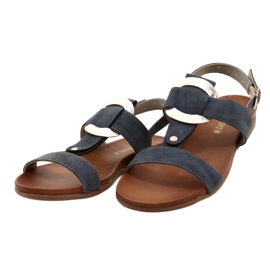 M.Daszyński Sandalias para mujeres con una rueda plateada Daszyński MR1958-10 azul marino 2