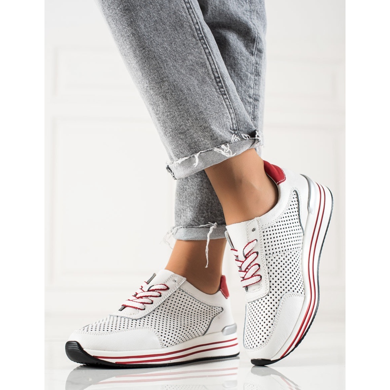 Zapatillas VINCEZA caladas blanco rojo 2