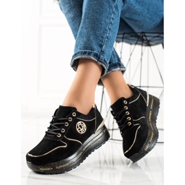 Filippo Zapatillas de cuero de moda negro 1