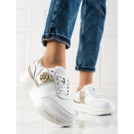 Filippo Zapatillas de deporte de cuero de moda blanco dorado 1