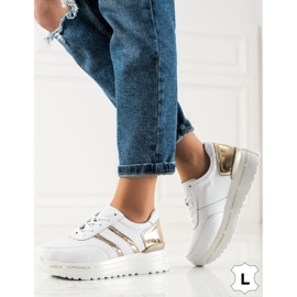 Filippo Zapatillas de cuero blancas blanco dorado 3