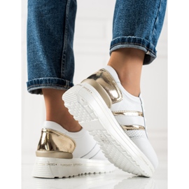 Filippo Zapatillas de cuero blancas blanco dorado 2