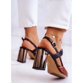 Sergio Leone Zapatos de tacón de cuero de moda Maciejka 05498-29 Marrón y Negro 4