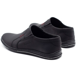 Polbut Mocasines para hombres insertados de cuero 334 negro 2