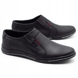 Polbut Mocasines para hombres insertados de cuero 334 negro 3