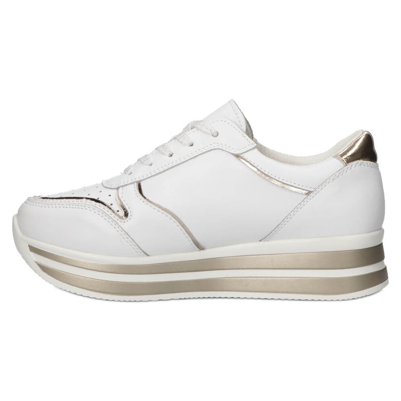 Zapatillas de cuero Filippo DP3682 / 22 WH blanco dorado 7