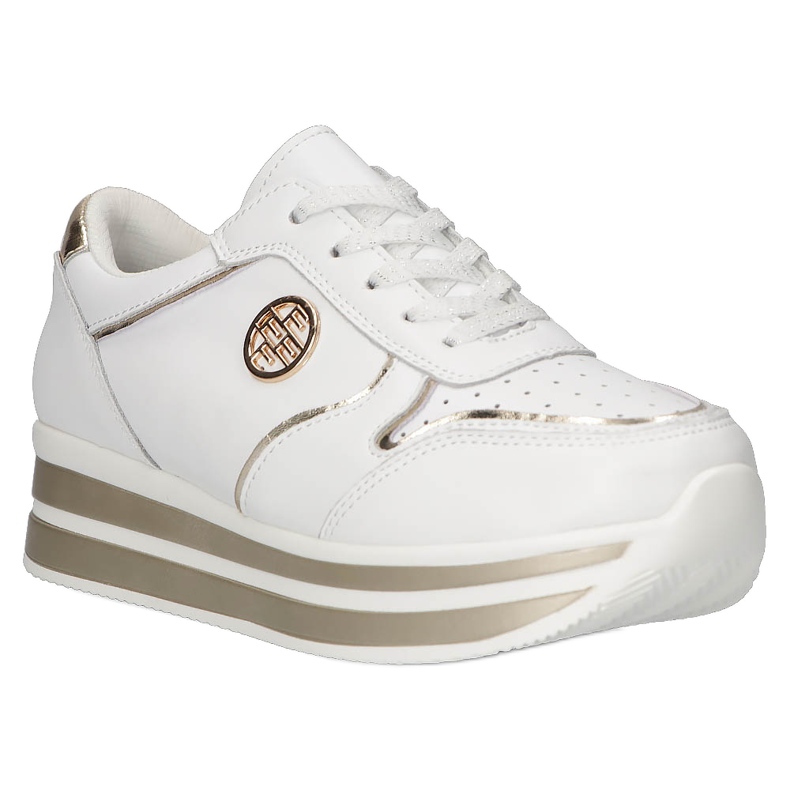Zapatillas de cuero Filippo DP3682 / 22 WH blanco dorado 6