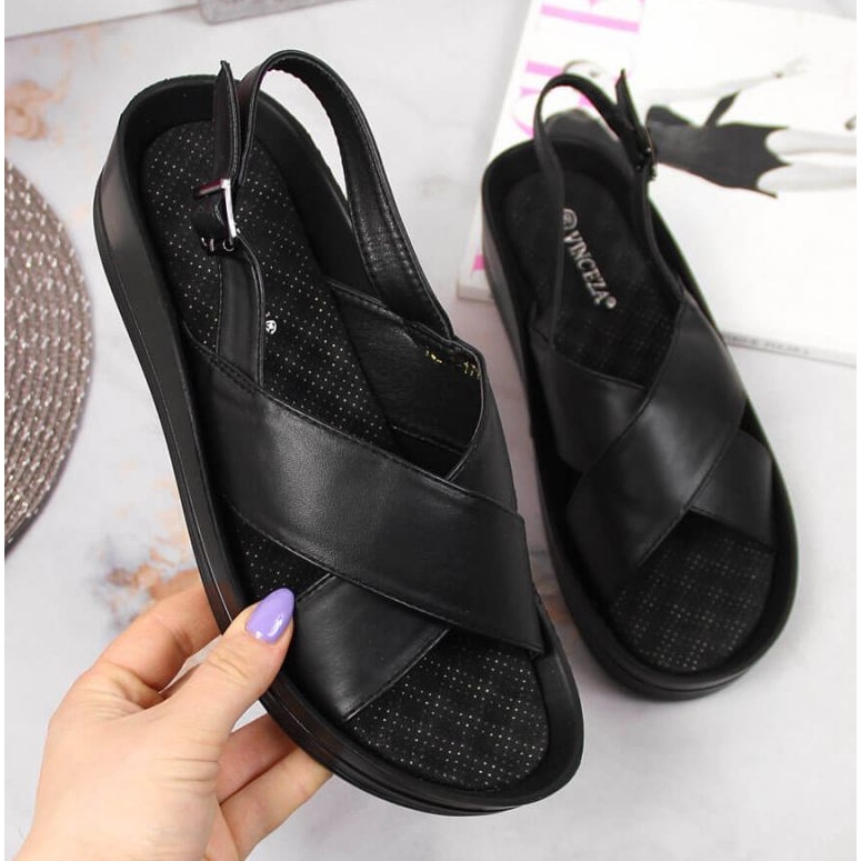 Negro Vinceza W JAN117A sandalias con cuña 1