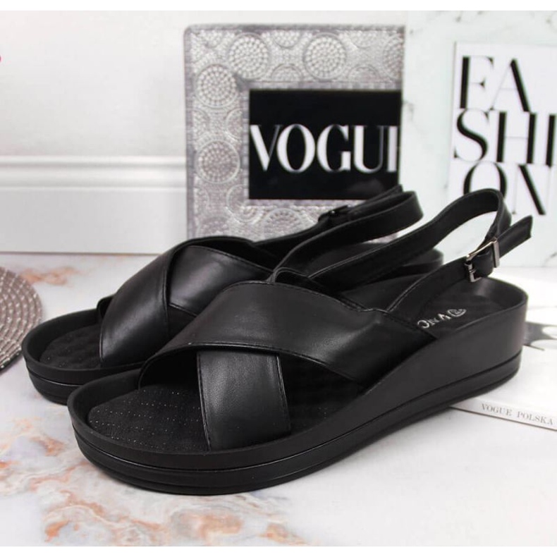 Negro Vinceza W JAN117A sandalias con cuña 2