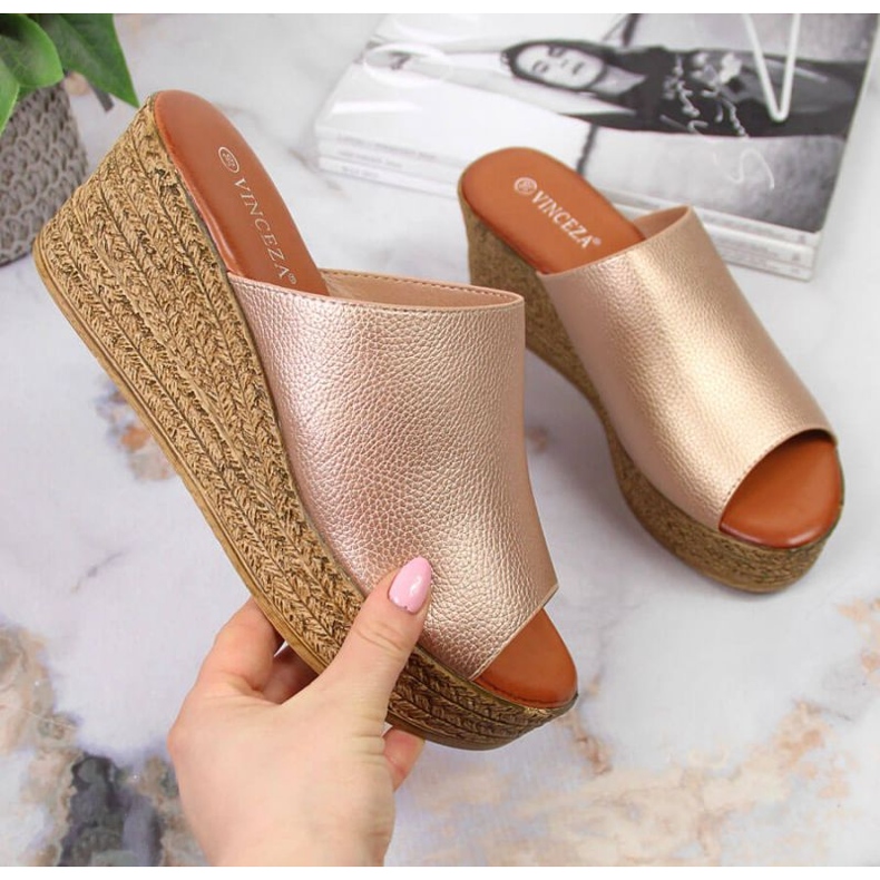 Zapatillas cuña Vinceza W JAN98B dorado 1