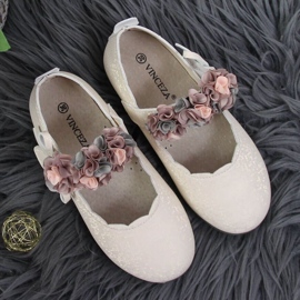 Bailarinas velcro con flores Vinceza Jr JAN99A beige 4