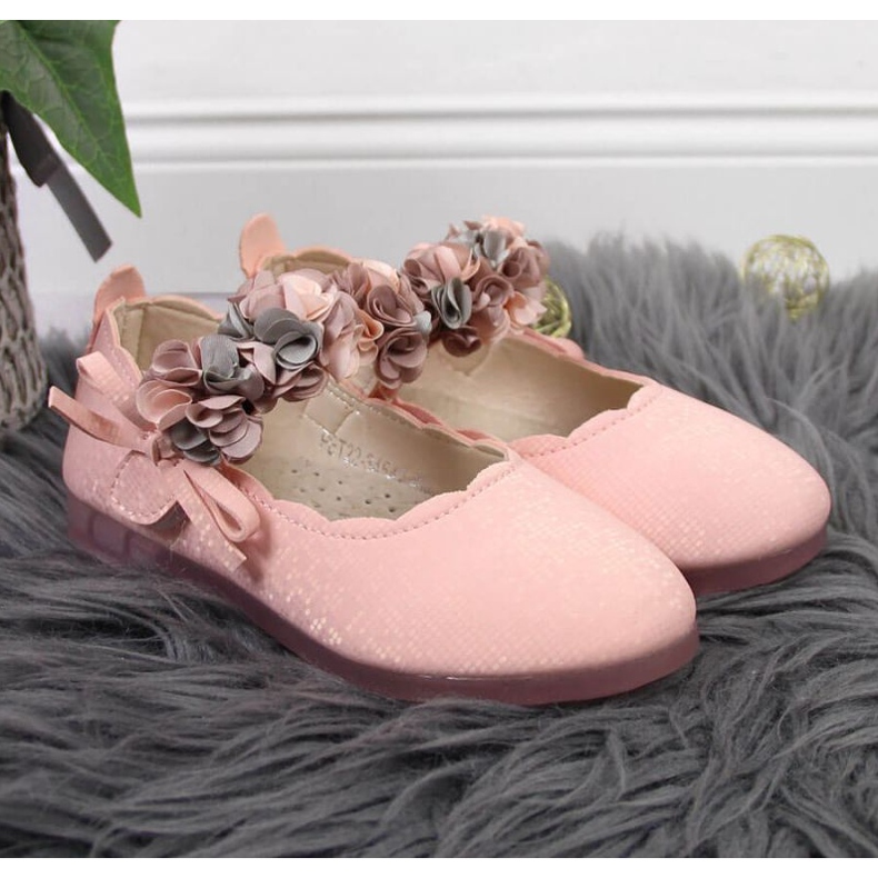 Bailarinas velcro con flores Vinceza Jr JAN99B rosa 2