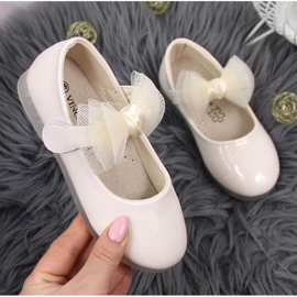 Bailarinas con velcro y lazo Vinceza Jr JAN100B beige 1