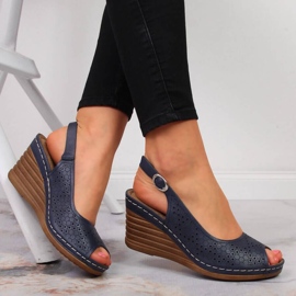 Sandalias cuña eVento W EVE349A azul marino 2